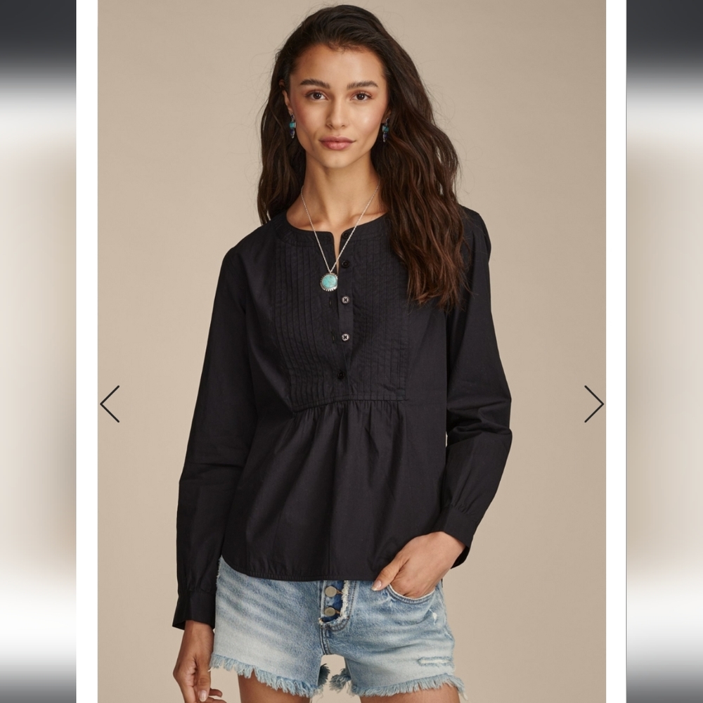 Lucky Brand Pintuck Bib Blouse